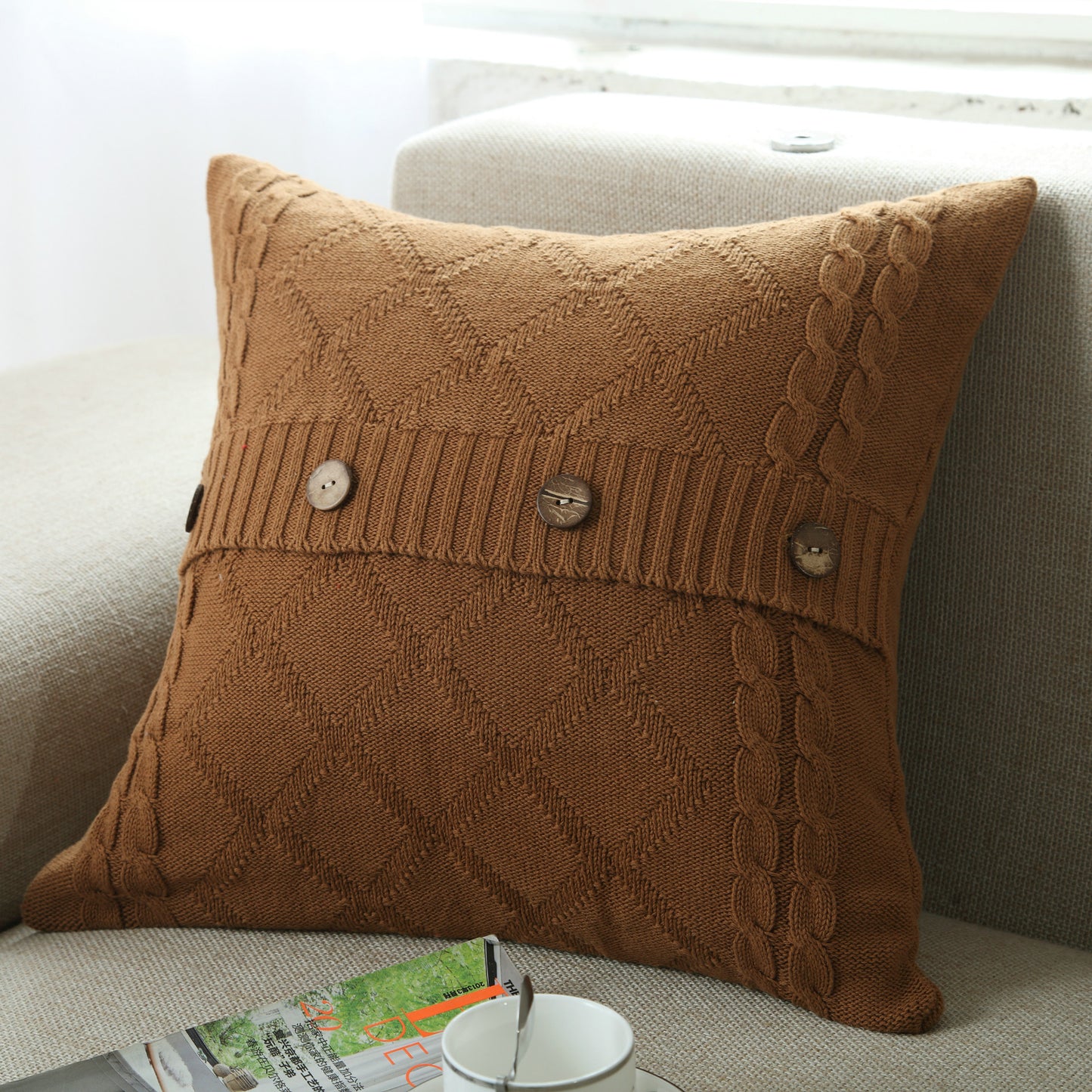 Cotton knitted pillowcase