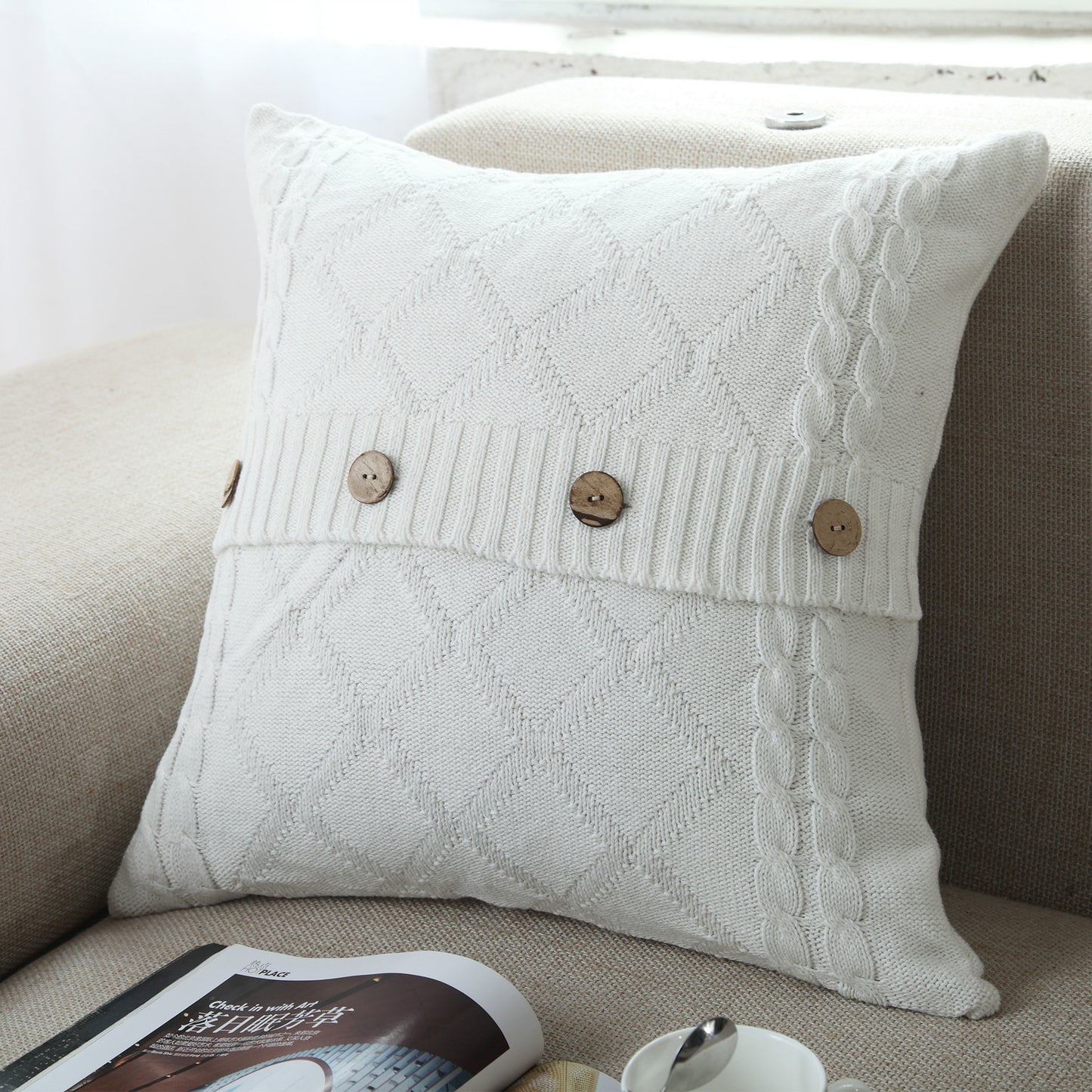 Cotton knitted pillowcase