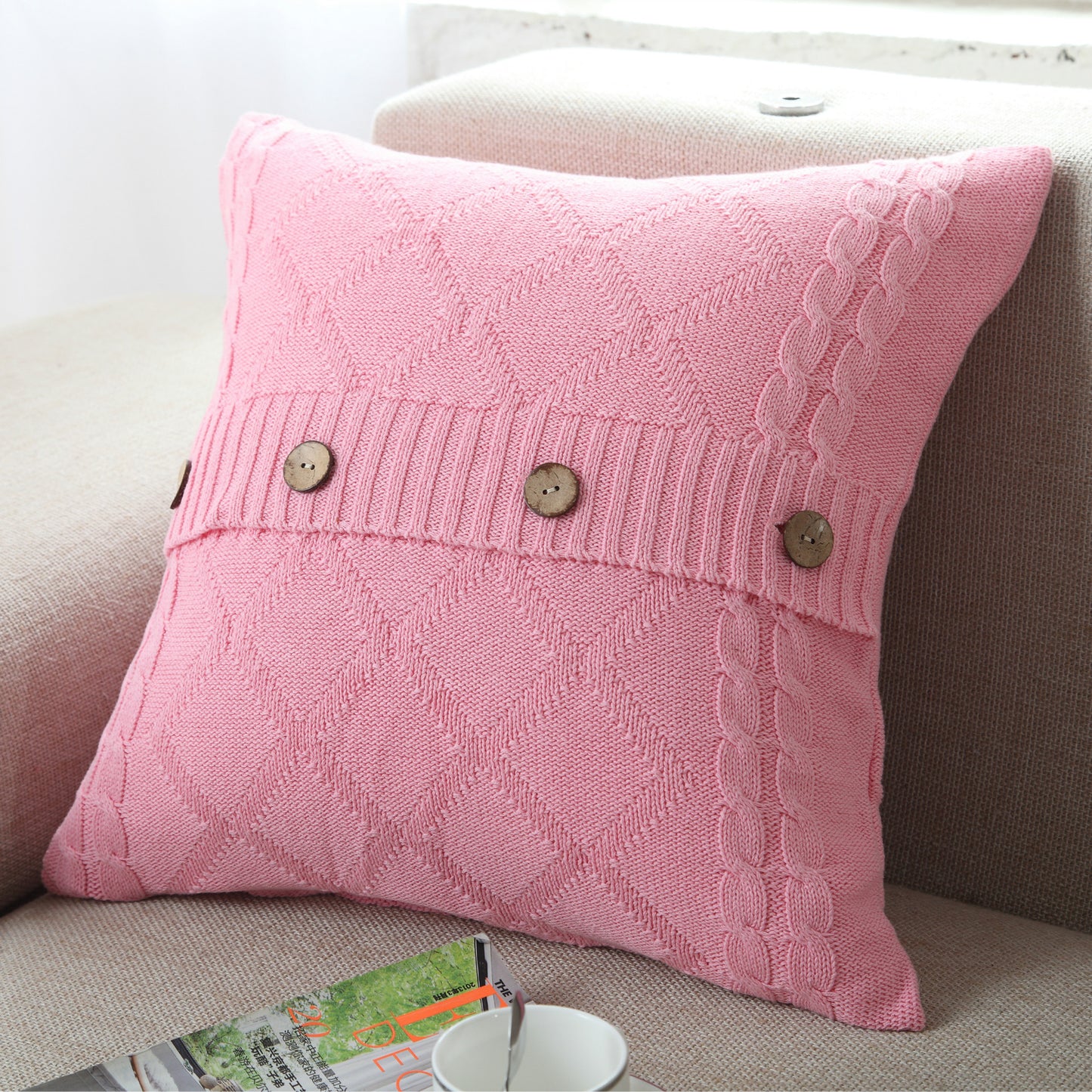 Cotton knitted pillowcase