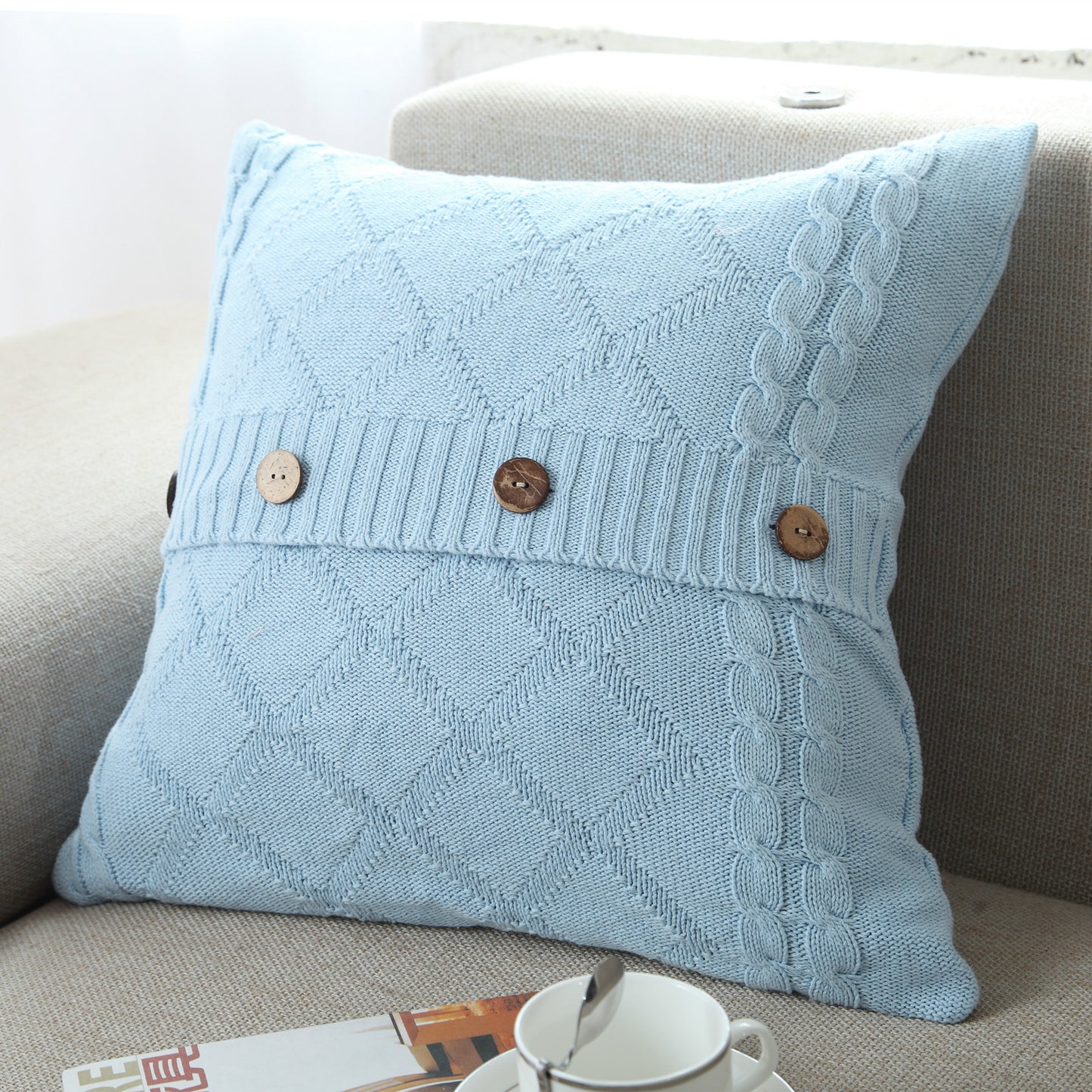 Cotton knitted pillowcase