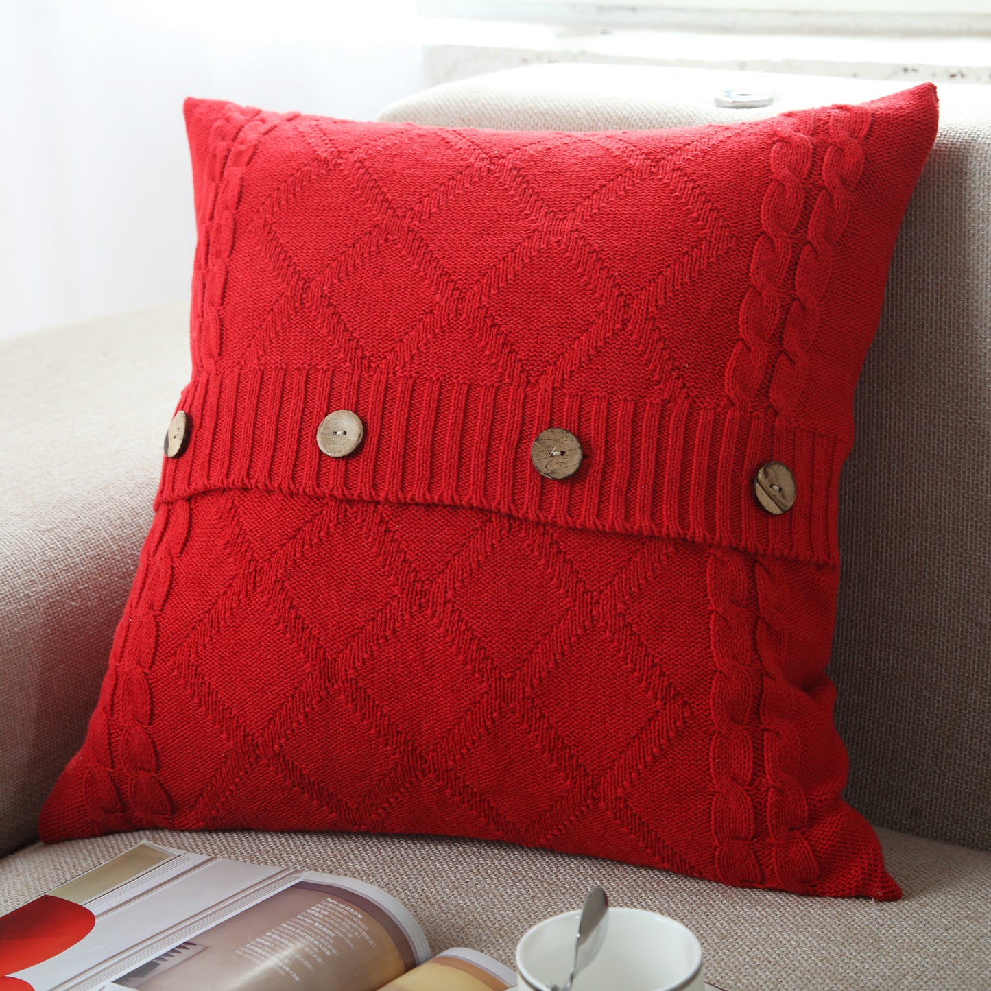 Cotton knitted pillowcase
