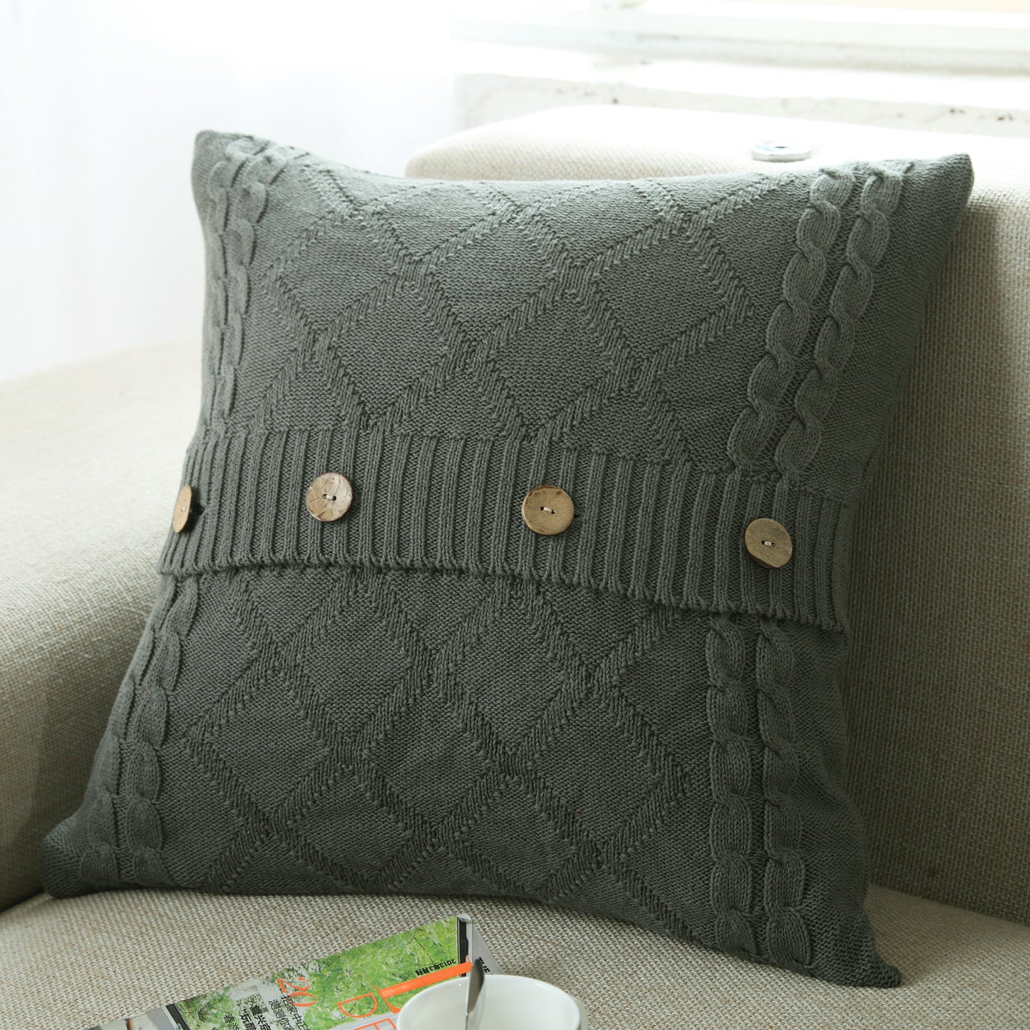 Cotton knitted pillowcase