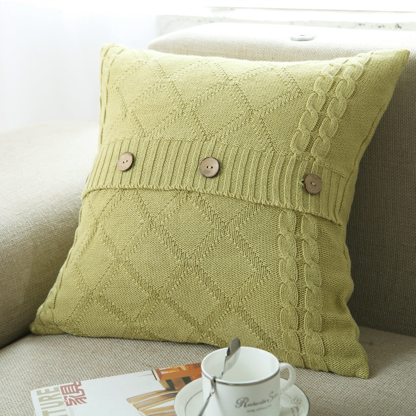 Cotton knitted pillowcase