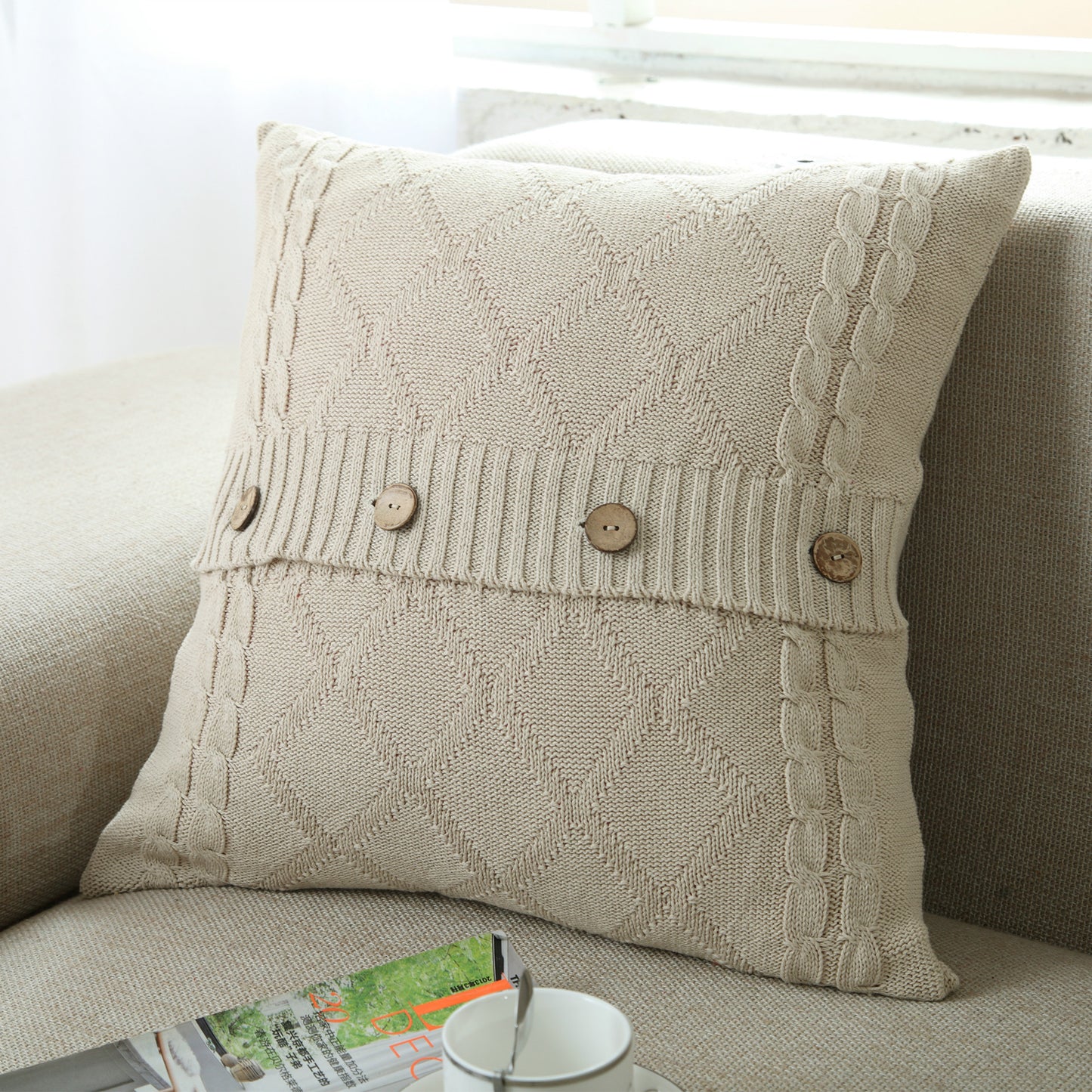 Cotton knitted pillowcase